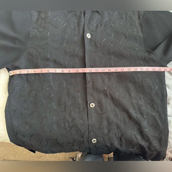 Versace Intensive Black Silk Jacquard Vintage Shirt Medusa Buttons Size 1X Y2K - Picture 12 of 14